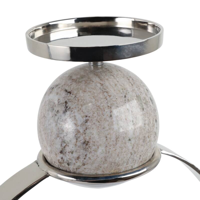 Candle Holder - Metal with Marble Sphere