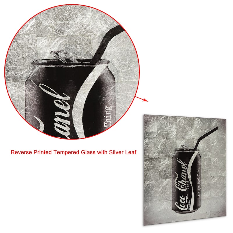 Fashion Drinks Reverse Printed Tempered Glass with Silver Leaf