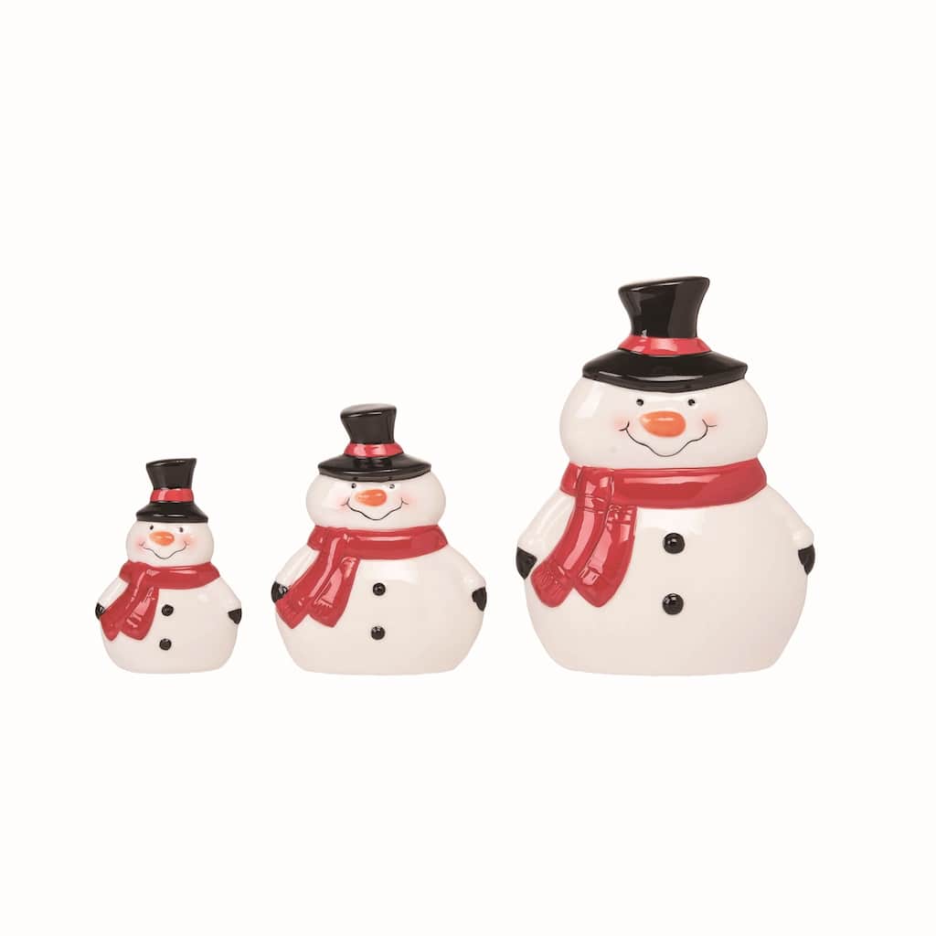 Transpac Dolomite 6.25 in. Multicolor Christmas Chubby Snowman Decor Set of 3