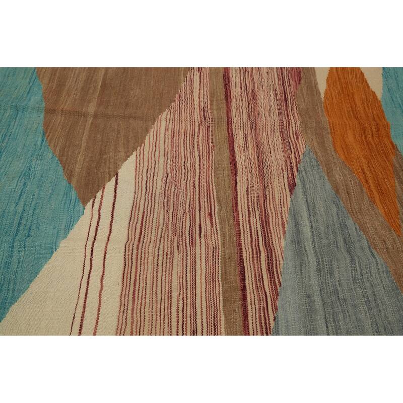 Hand Woven Oriental 100% Wool Carpet Southwestern Modern Multi-Colored Kilim Area Rug - 8' 10'' X 5' 9''