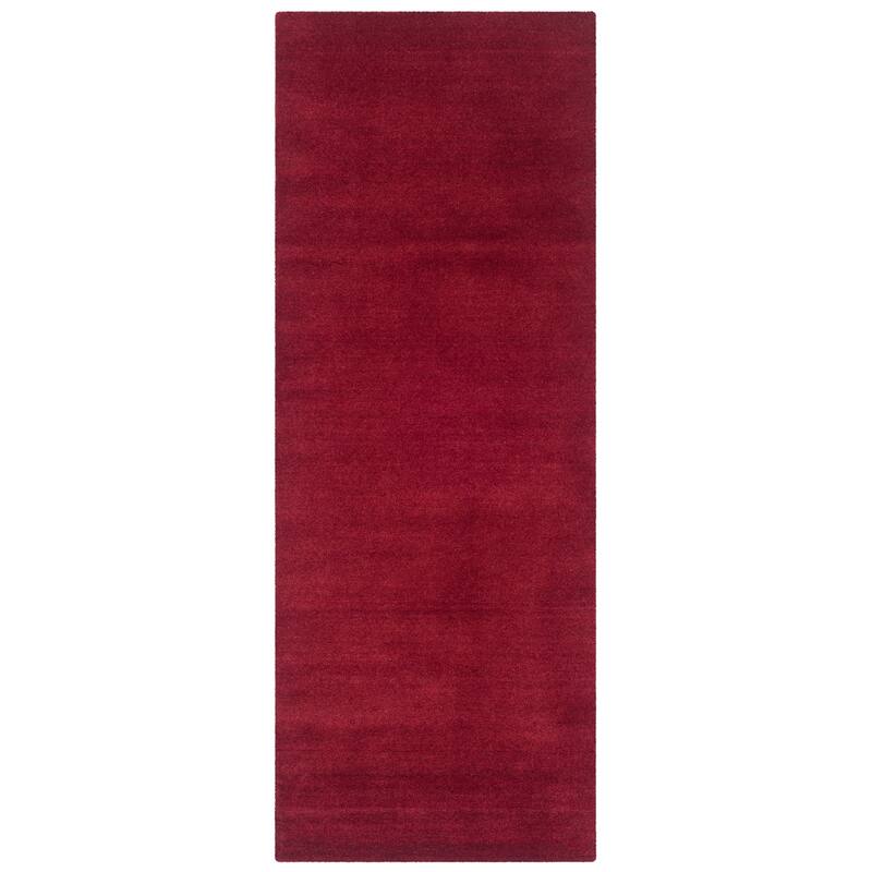 SAFAVIEH Handmade Himalaya Colorweave Plaid Modern Wool Rug - 2'3" x 14' Runner - Red