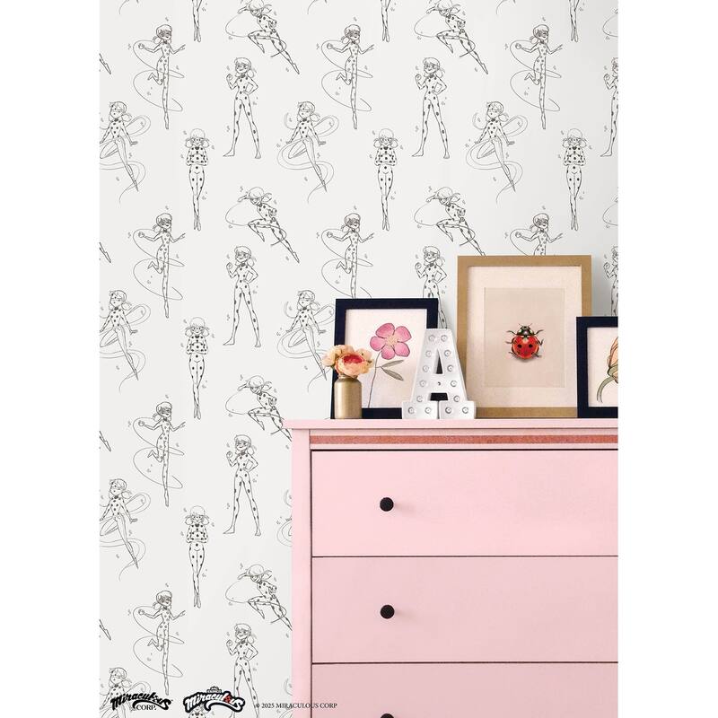Miraculous Ladybug Sketch Charcoal Peel and Stick Wallpaper