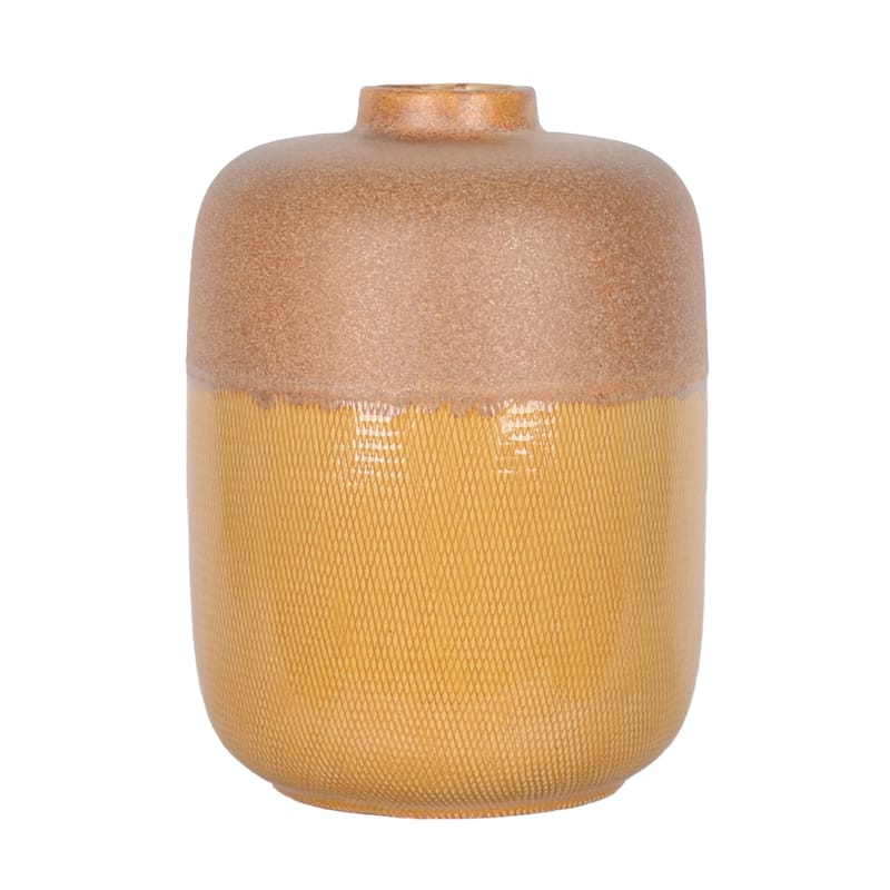 Ceramic Vase Trendy Tribeca Style with Floral Embossed Design - 10" x 10" x 14"