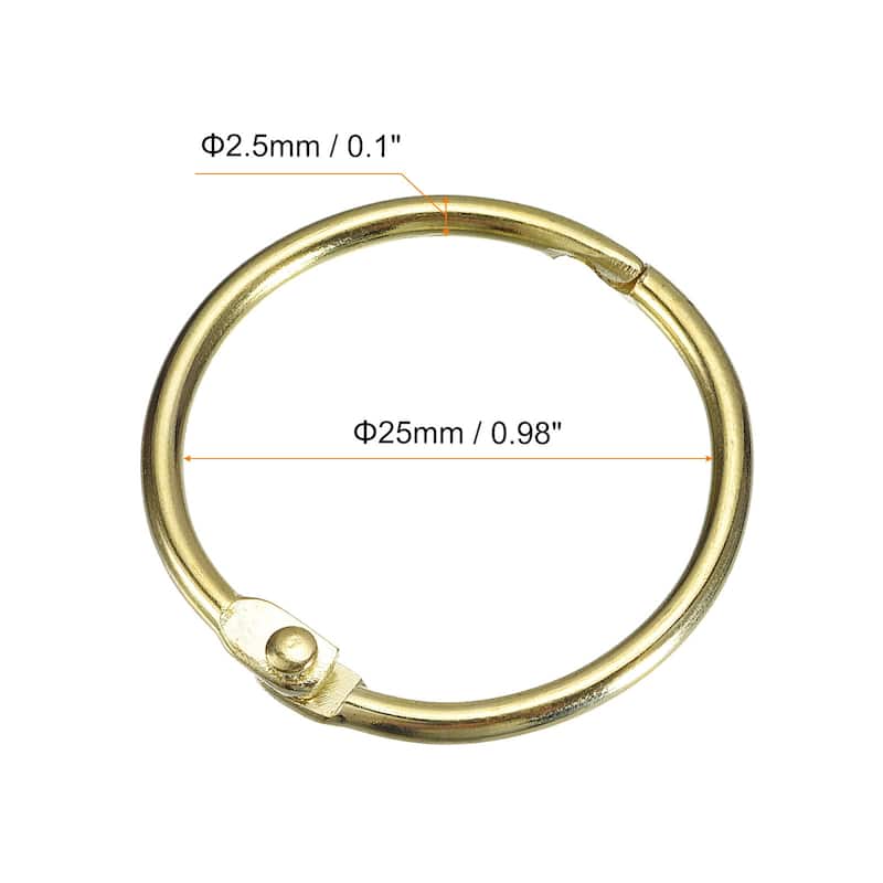 Shower Curtain Rings, 12pcs - Loose Leaf Binder Rings - Gold - 1 Inch