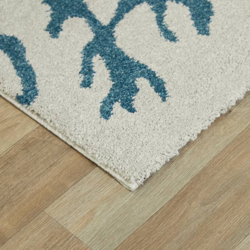 Caistor Coastal Coral Reef Pattern Tropical Area Rug