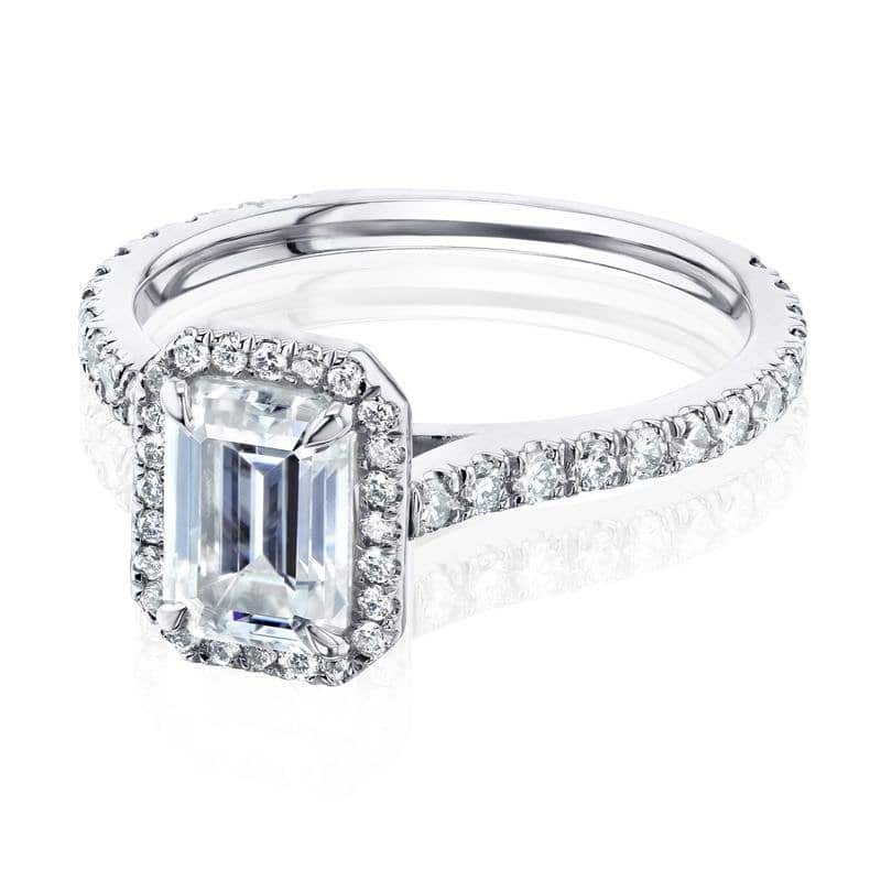 Kobelli 1.45 Carat Moissanite & Lab Grown Diamond 14k Solid Gold Emerald Halo Eileen Engagement Ring