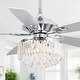 preview thumbnail 1 of 19, Modern 52-inch Wood 5-Blade Crystal LED Ceiling Fan with Remote - 52-in Chrome/ Clear