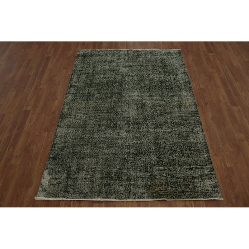Hand Knotted Oriental 100% Wool Carpet Transitional Abstract Green Anatolian Area Rug - 6' 9'' X 4' 7''