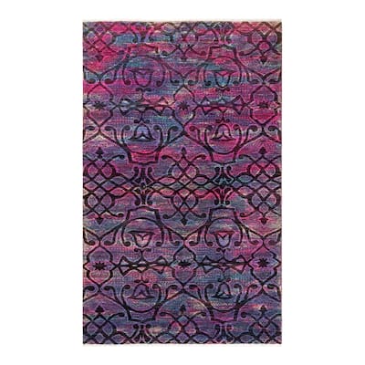 Overton Hand Knotted Wool Contemporary Overdyed Pink Area Rug - 5' x 8'