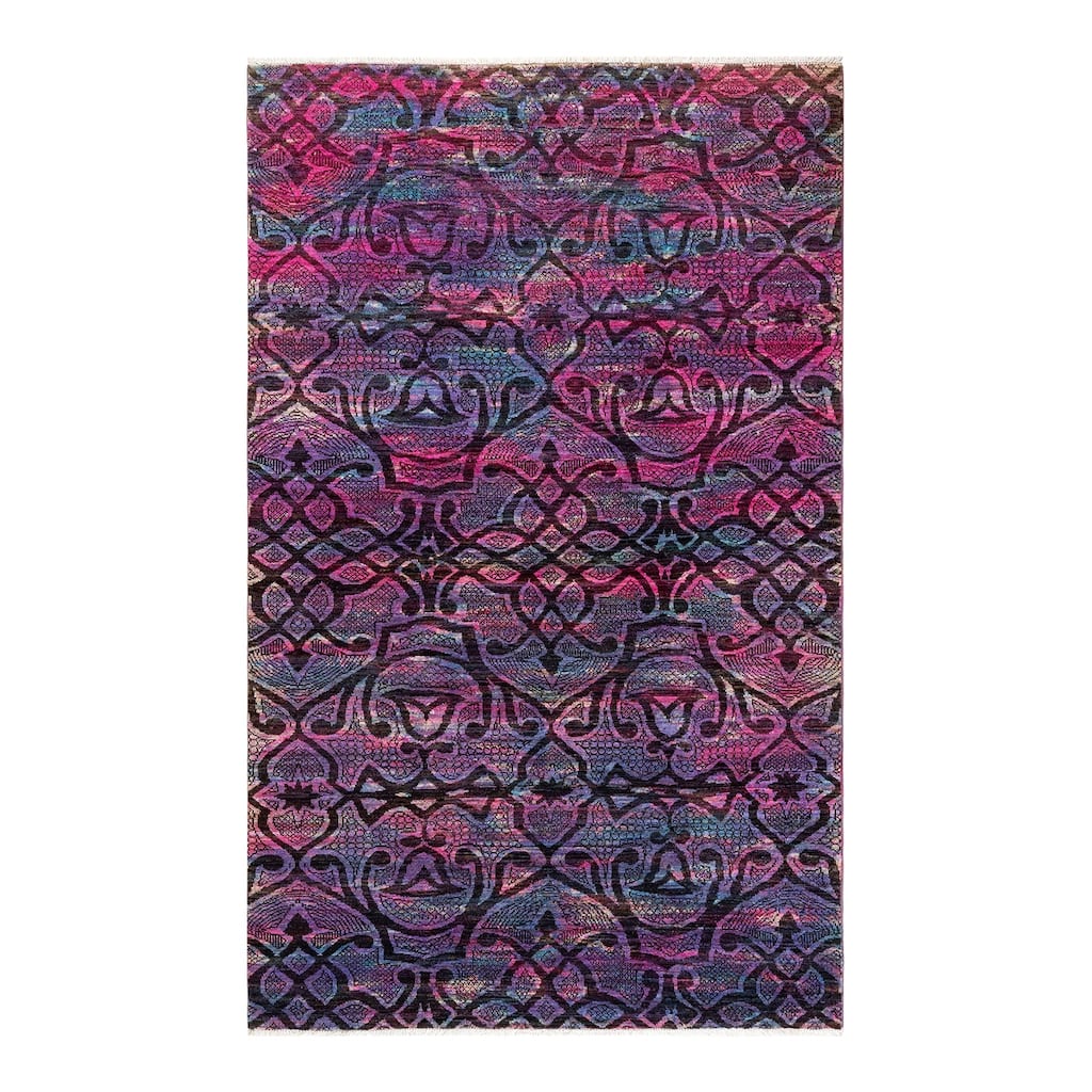 Overton Hand Knotted Wool Contemporary Overdyed Pink Area Rug - 5' x 8'