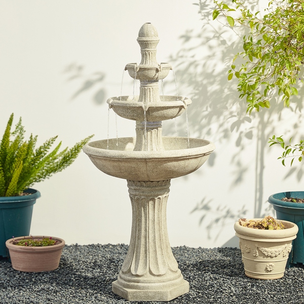 Glitzhome 45.25 H Oversized 3 Tier Pedestal Ceramic Resin Outdoor LED Fountain On Sale Bed Bath Beyond 35455381