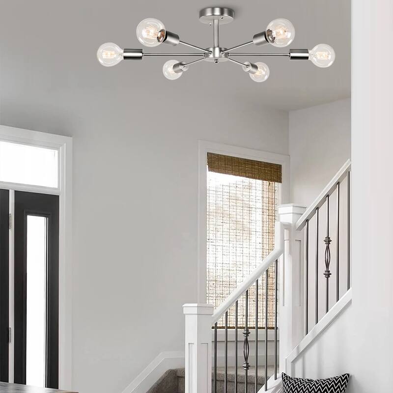 6 - Light Modern Metal Sputnik Semi-Flush Mount Lighting