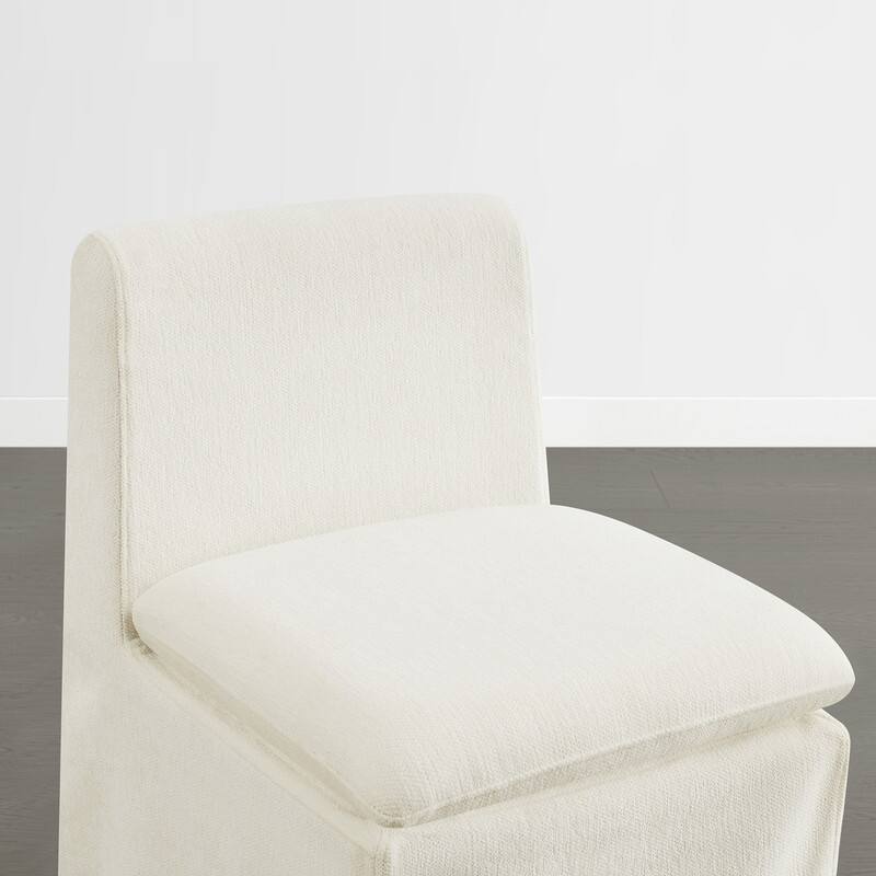 Spruce & Spring Modern Upholstered Dining Chair with Casters, Removable Washable Slipcover