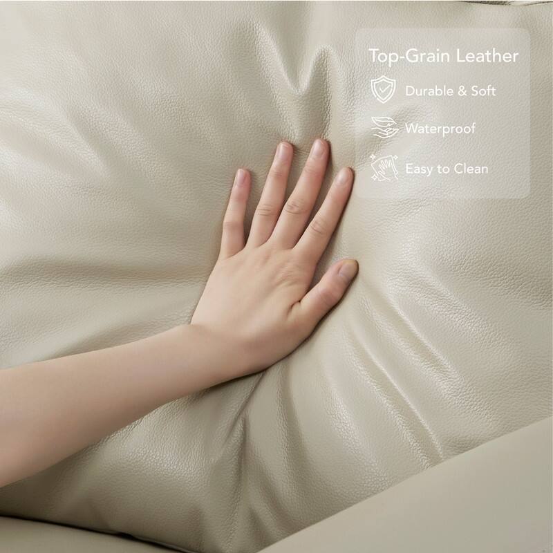 Spruce & Spring Genuine Leather Swivel Glider Recliner with Adjustable Headrest