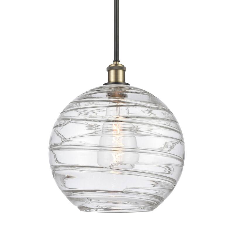 Innovations Lighting 516-1S-15-12 Athens Pendant Athens 12" Wide - Clear Deco Swirl / Black Antique Brass