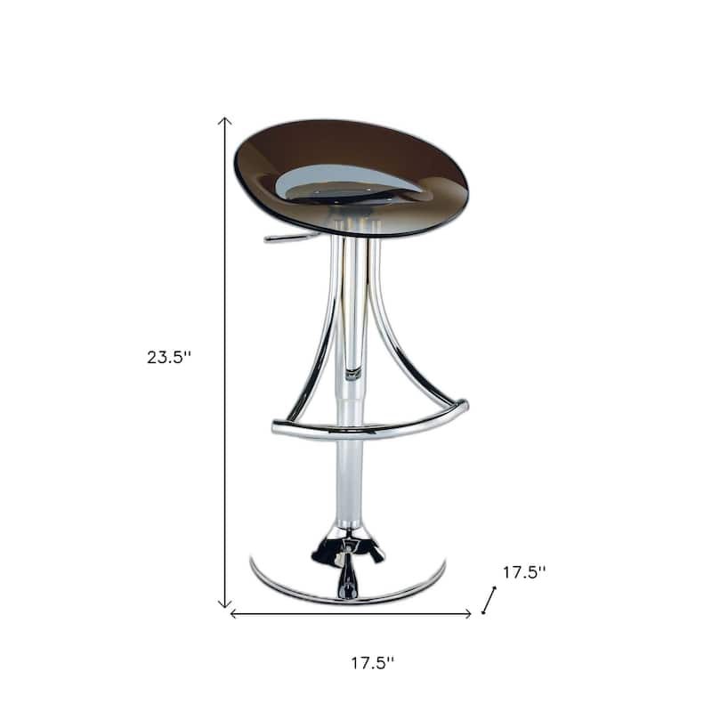 Dark Gray And Silver Acrylic And Metal Low Back Adjustable Height Bar Chair