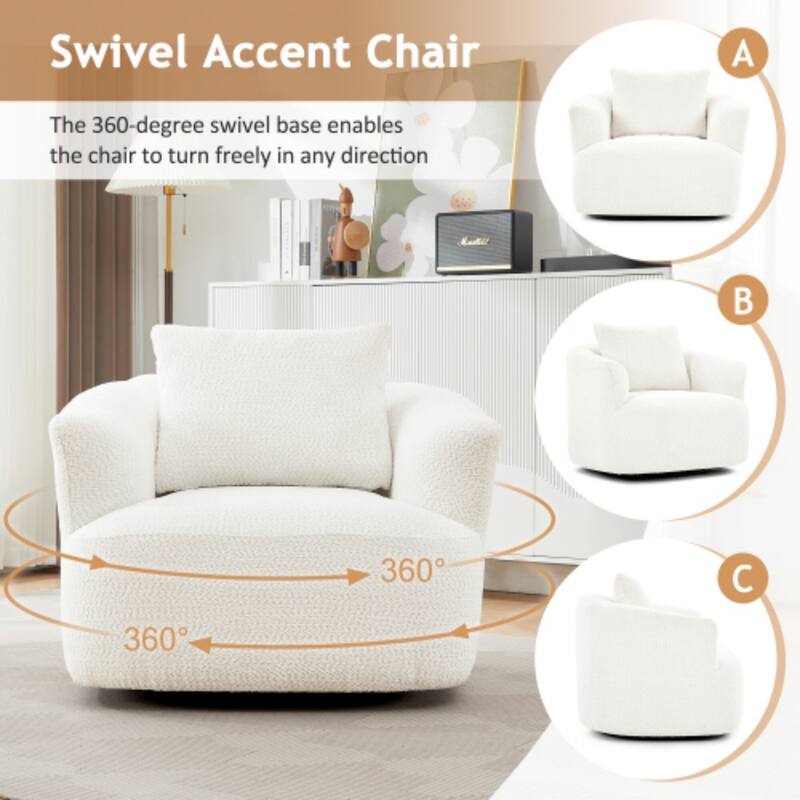 360° Swivel Accent Chair with Throw Pillow by Harper&Bright Designs
