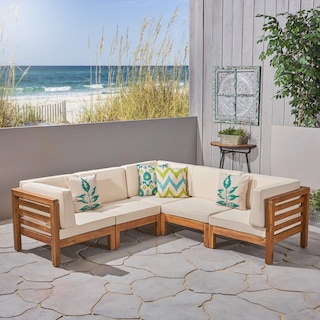 Oana Outdoor 5-seat Acacia Sectional Set by Christopher Knight Home