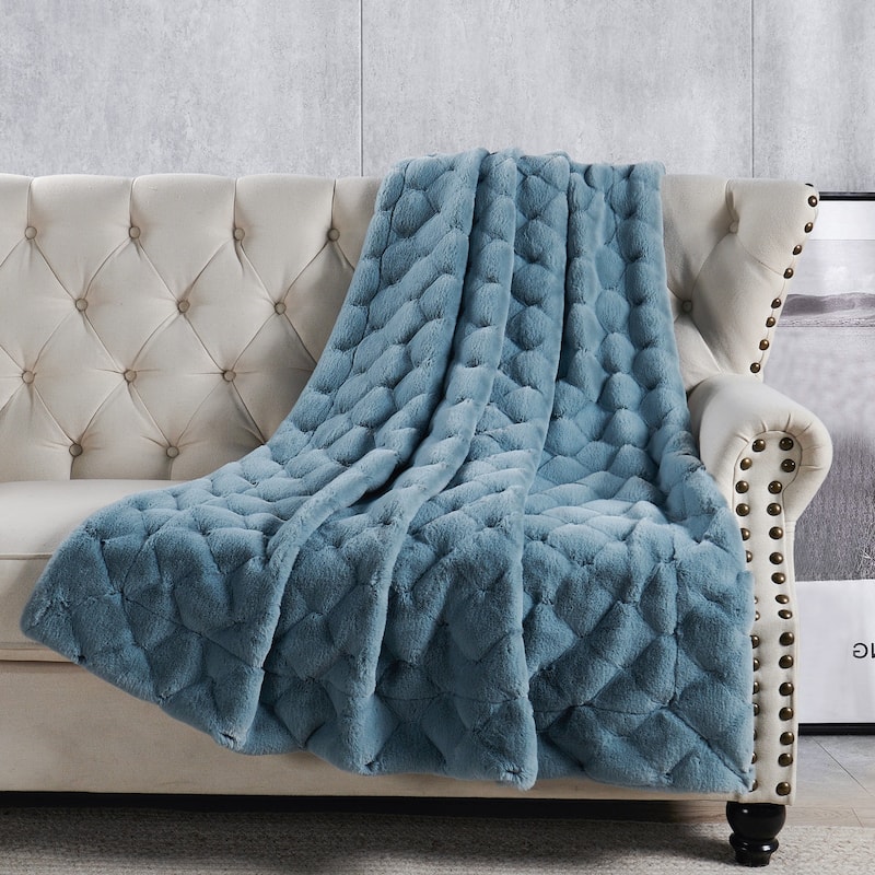 Christmas jacquard imitativerabbit fauxfur throw 50"x60"