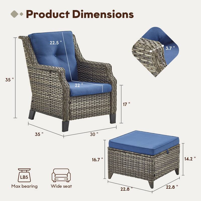Gymojoy Outdoor Wicker Furniture Set with Cushions All-Weather PE Rattan