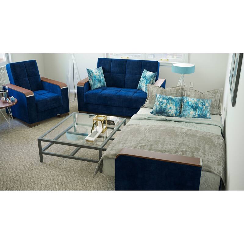 Collection Upholstered Convertible Loveseat With Storage