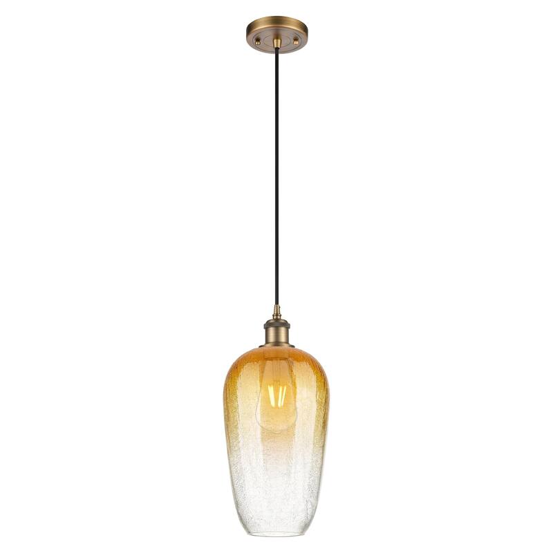 Innovations Lighting Endless Possibilities Ballston - Brookhaven Flute - 1 Light 7" Cord Hung Mini Pendant - Brushed Brass/Amber