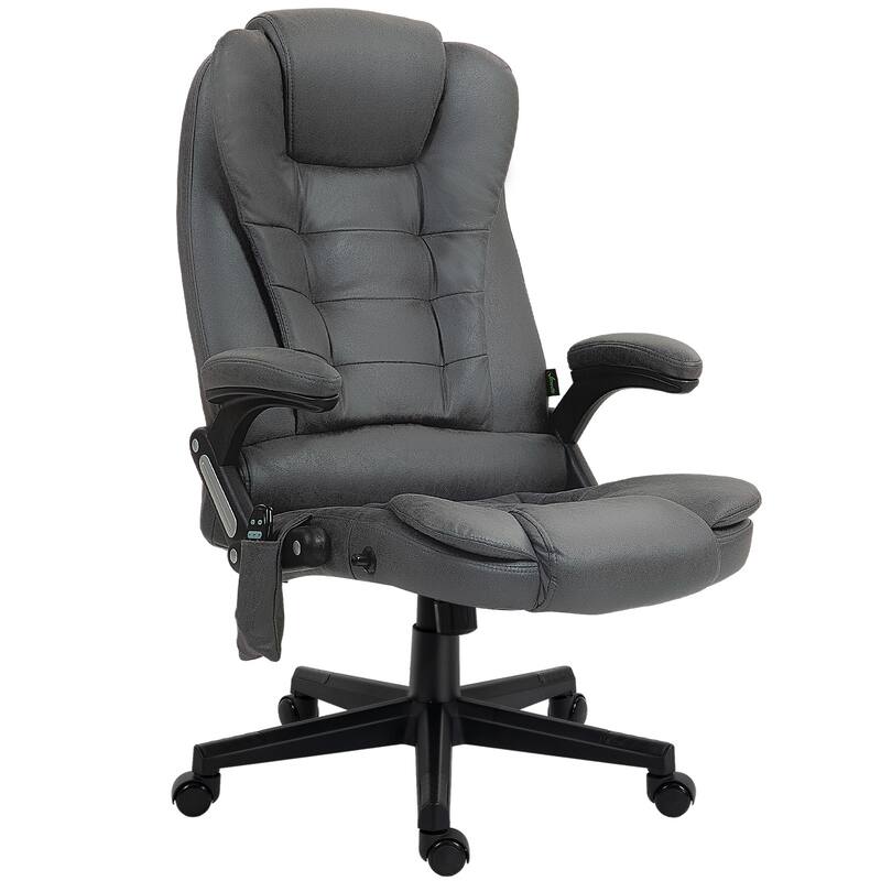 Gray Characteristic Heated Massage Chair Gaming Chair, Reclining Executive Chair Computer Chair Drafting Chair with Padded Arm