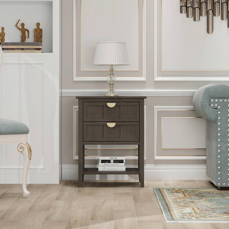 2-Drawer American Style Bedroom Side Table