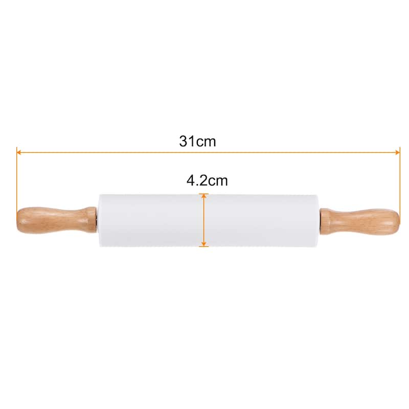 2pcs Silicone Rolling Pins for Baking Cooking - White - 31cm x 4.2cm