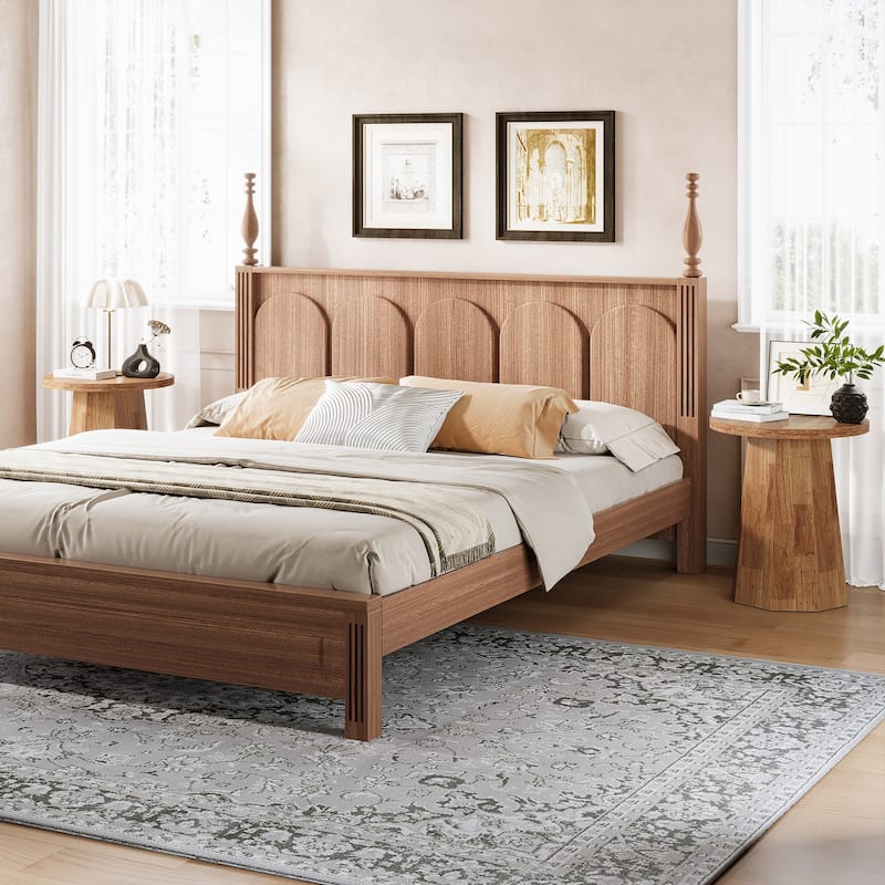 Round End Table, Wooden Couch Side Table, Nightstand Accent Furniture for Living Room, Bedroom