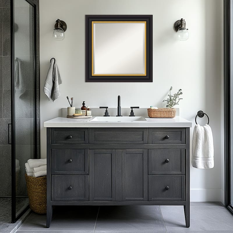 Sierra Beveled Wood Framed Bathroom Vanity Wall Mirror