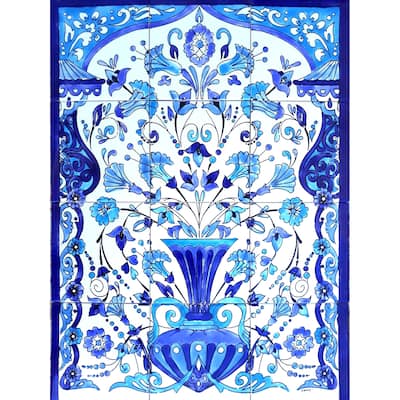 18in x 24in Unique Monochrome Mosaic Tile Ceramic Wall Mural 12pc