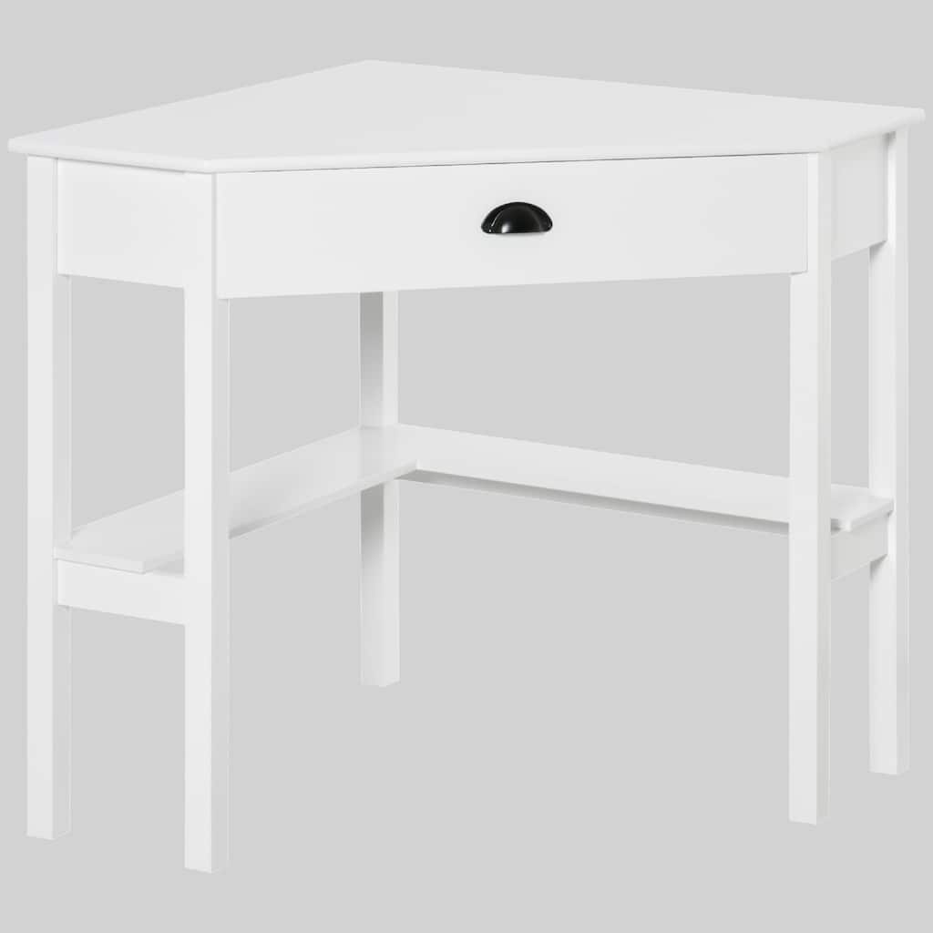 Compact Corner Desk with Storage Drawer and Shelves, Triangle-Shaped Computer Desk for Small Rooms