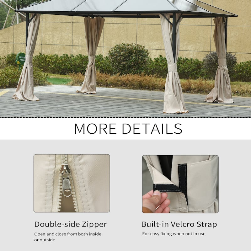 10' x 12' Gazebo Sidewall Set with 4 Panels, Hooks & C-Rings Included, Beige