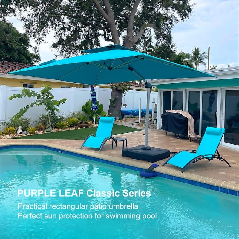 PURPLE LEAF Double Top 9x11/9x12/10x12/10x13ft Rectangle Umbrella Large Cantilever Outdoor Classic Umbrella