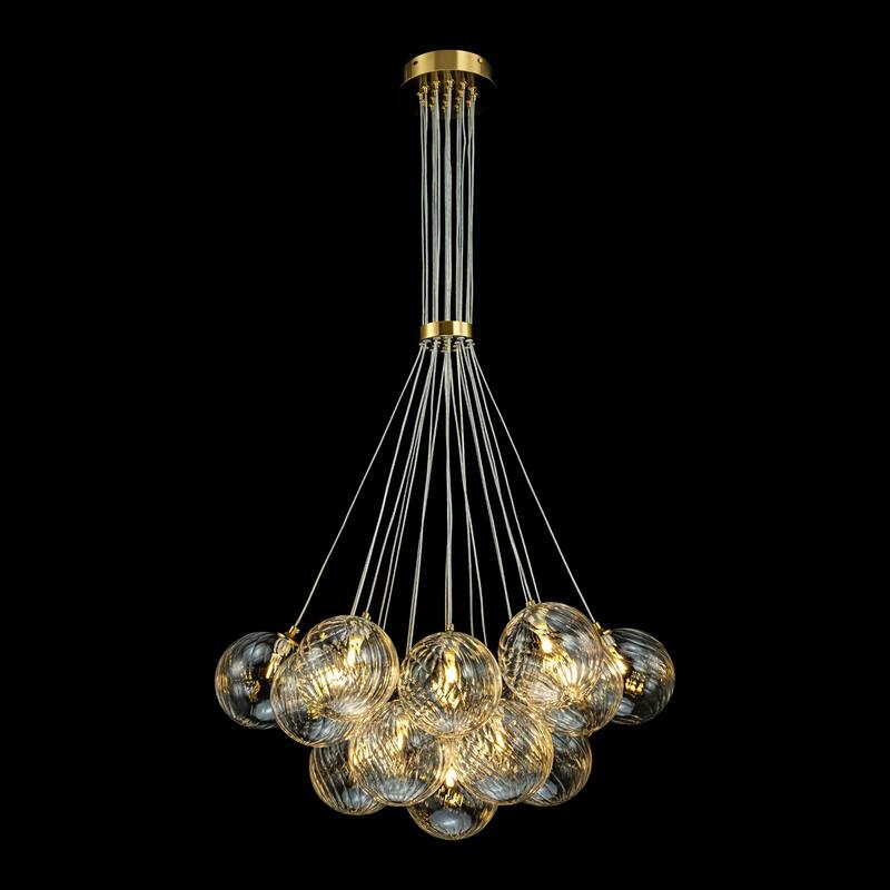 13/ 19-Light Modern Glam Gold Sputnik Cluster Swirled Glass Globe Bubble Chandelier for Dining Room