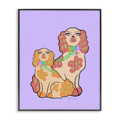 Stupell Funky Dogs on Purple Framed Giclee Art Design By Katie Conley