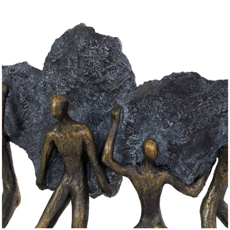 Bronze Polystone Carrying Stone People Decorative Sculpture