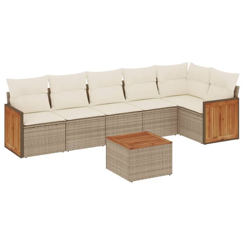 vidaXL Patio Sofa Set with Cushions Outdoor Conversation Furniture Poly Rattan