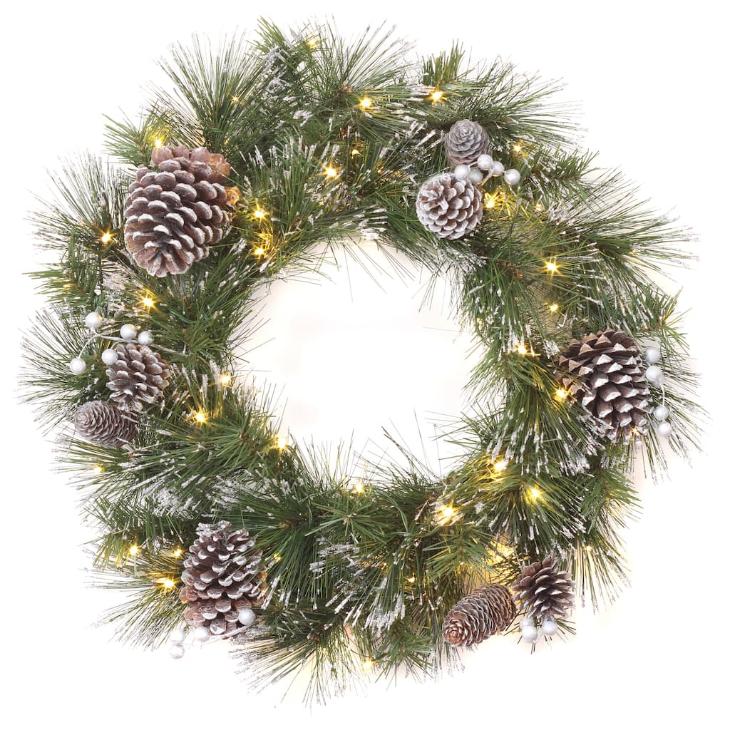 National Tree Company 2 ft. Whitter Pine Wreath with LED Lights - 2 ft