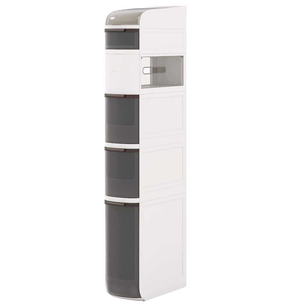Costway 6-Tier Narrow Bathroom Storage Cabinet with Drawers Tissue Box - See Details
