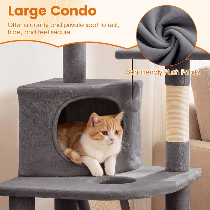 Gymax Cat Tree Multi-Level Cat Tower w/ Top Perches & Cozy Condo