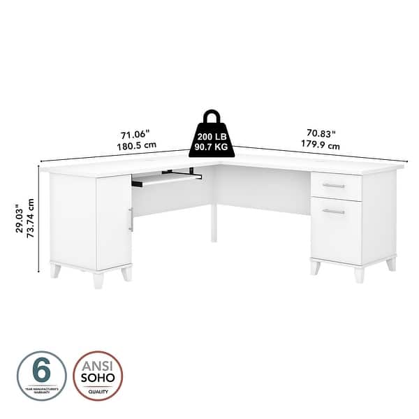 dimension image slide 6 of 7, Bush Furniture Somerset 72W L Shaped Desk in Ash Gray