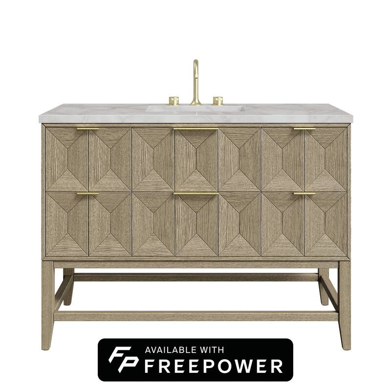 Emmeline 48" Single Vanity, Pebble Oak w/FreePower Wireless Charger