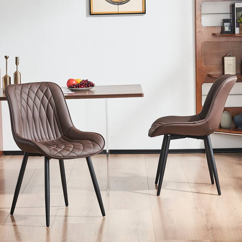 Modern Dining Chairs Set of 2 Upholstered Dining Room Chairs - Brown