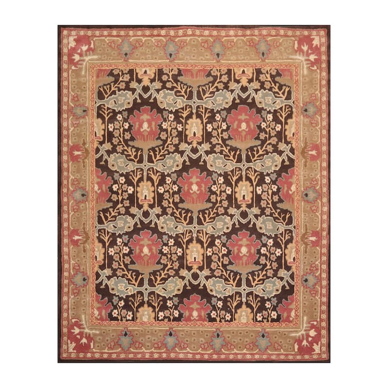 Hand-tufted Brown Oriental Wool Area Rug - 8' 9'' x 11' 9''