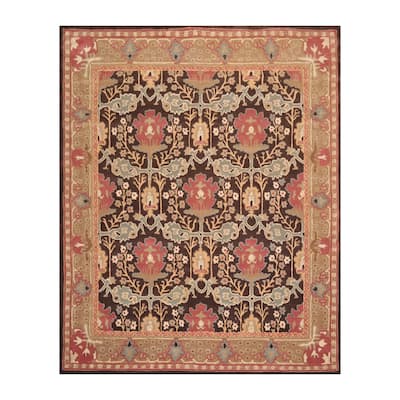 Hand-tufted Brown Oriental Wool Area Rug