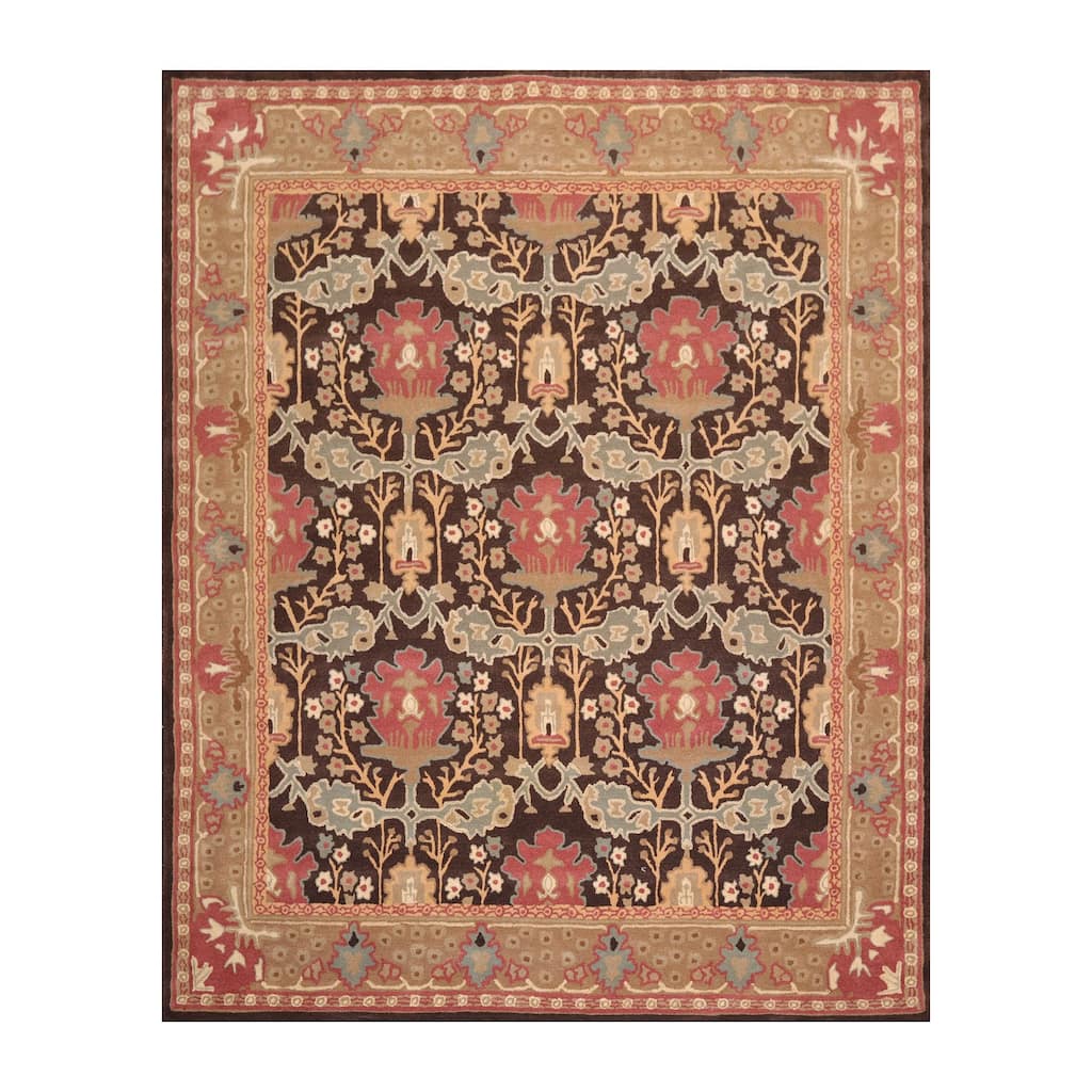 Hand-tufted Brown Oriental Wool Area Rug