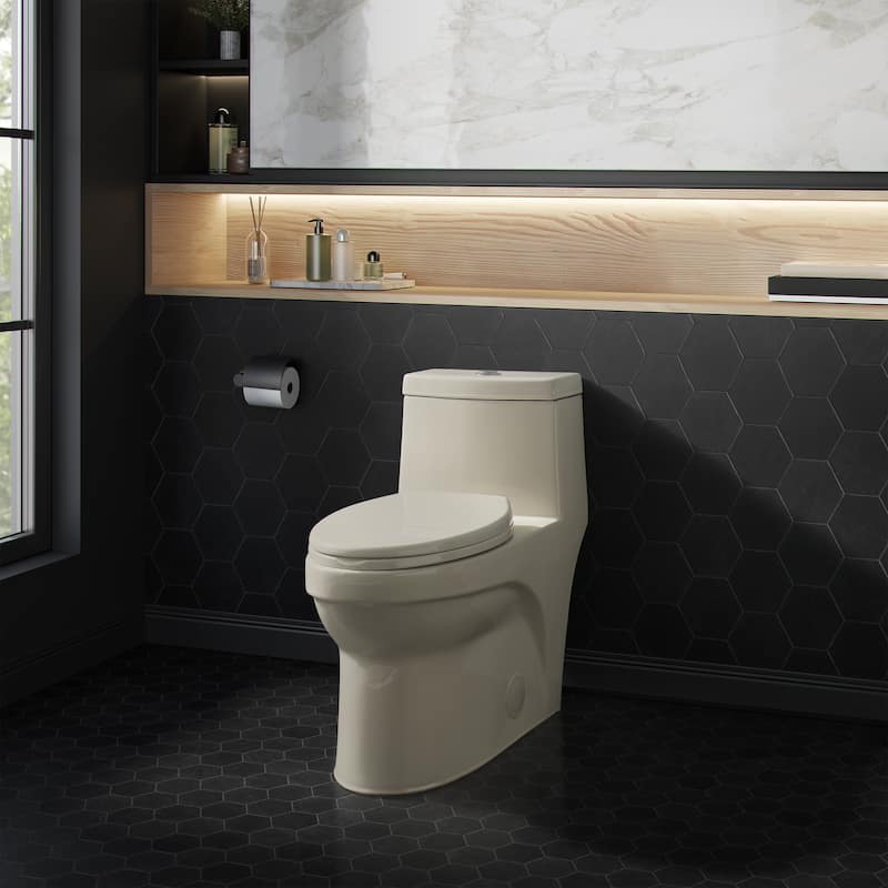 Tours One Piece Elongated Dual Flush Toilet 1.1/1.6 Gpf In Bisque - 29.2" x 14.95" 28.4"