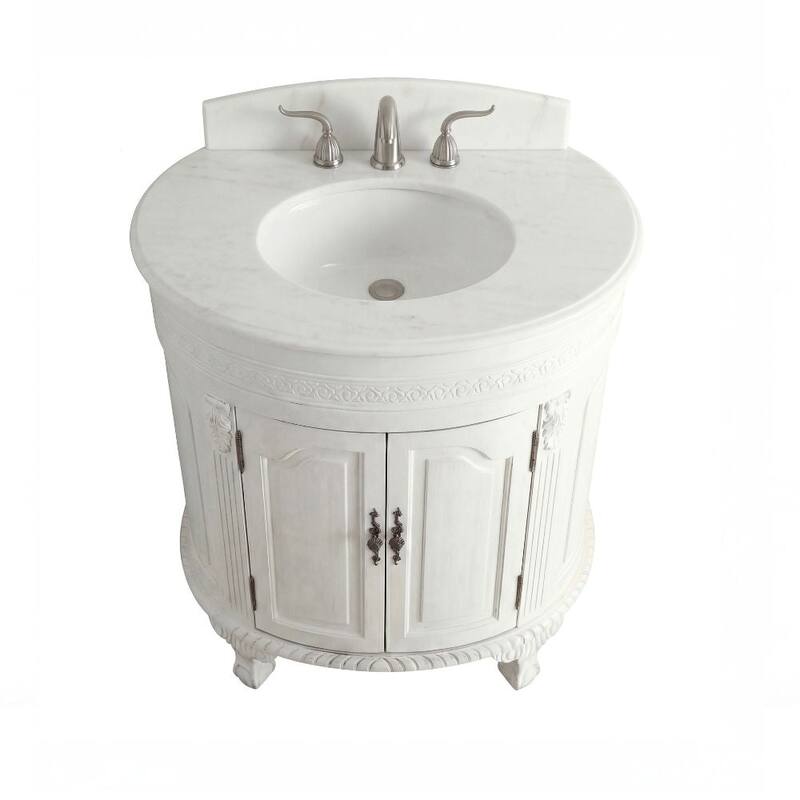 32" Benton Collection Versailles Slim White Bathroom Vanity - 32 x 22 x 35'' H